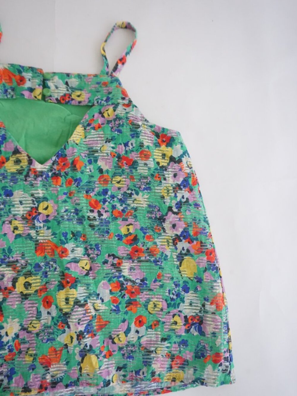 Maeve Anthropologie Quinn Textured Cami Top Green Floral Summer Shirt Size 2 - Picture 12 of 12